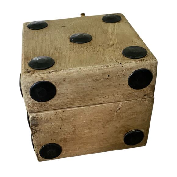 UNIQUE Sanibel Home Wooden DICE BOX Trinket Jewelry 4" Storage - Made in India - Picture 3 of 8